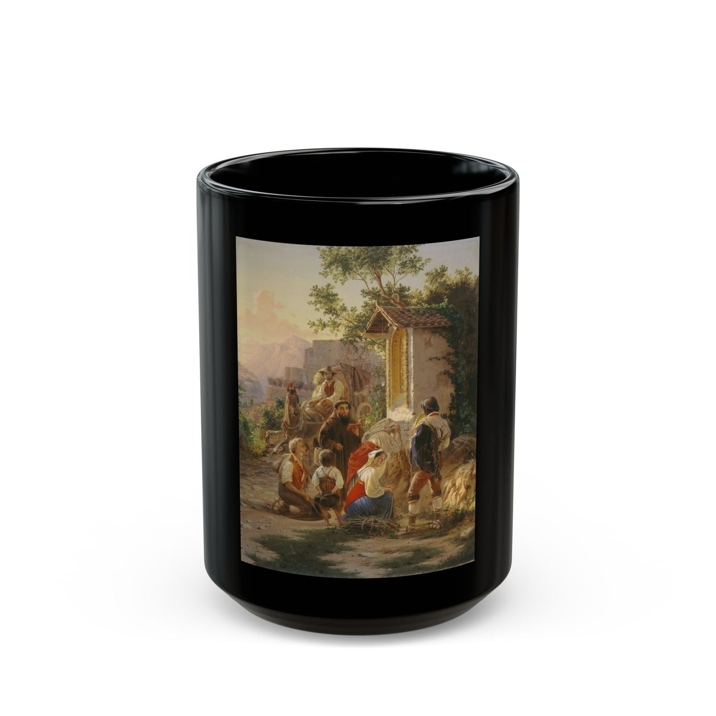 Fyodor Bronnikov (1827-1902) At the Chapel - Black Coffee Mug-15oz-Go Mug Yourself