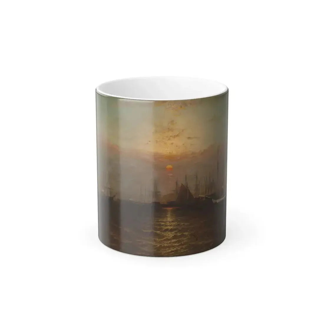 G Baker (active c1870-1900) New York Harbor with Brooklyn Bridge - Oil on Canvas - Color Changing Mug 11oz 11oz - Go Mug Yourself