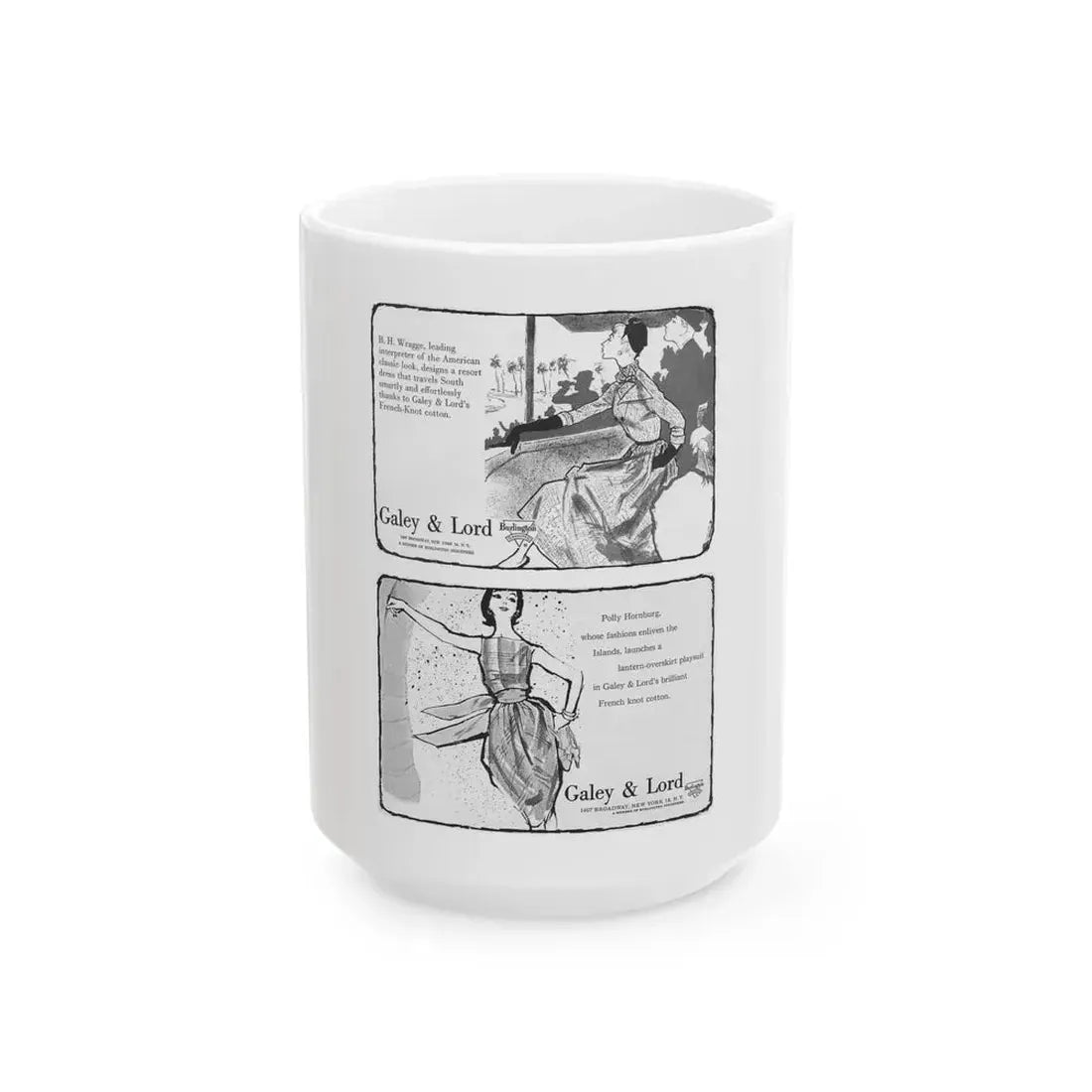 Galey & Lord, 1956 (Top) and 1959 (Bottom) - White Coffee Mug 15oz - Go Mug Yourself