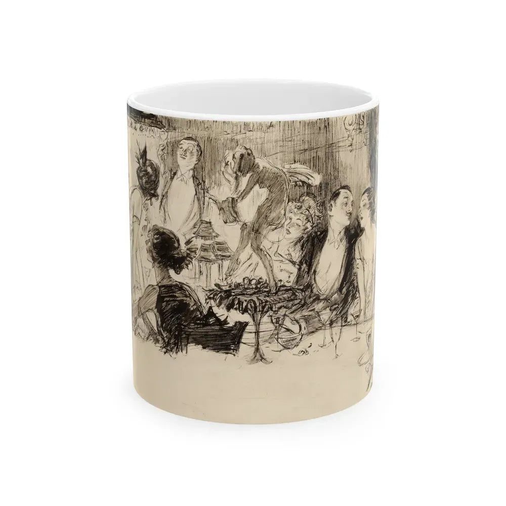 Gambling Night, Harpers Bazar illustration, 1923 - White Coffee Mug 11oz - Go Mug Yourself