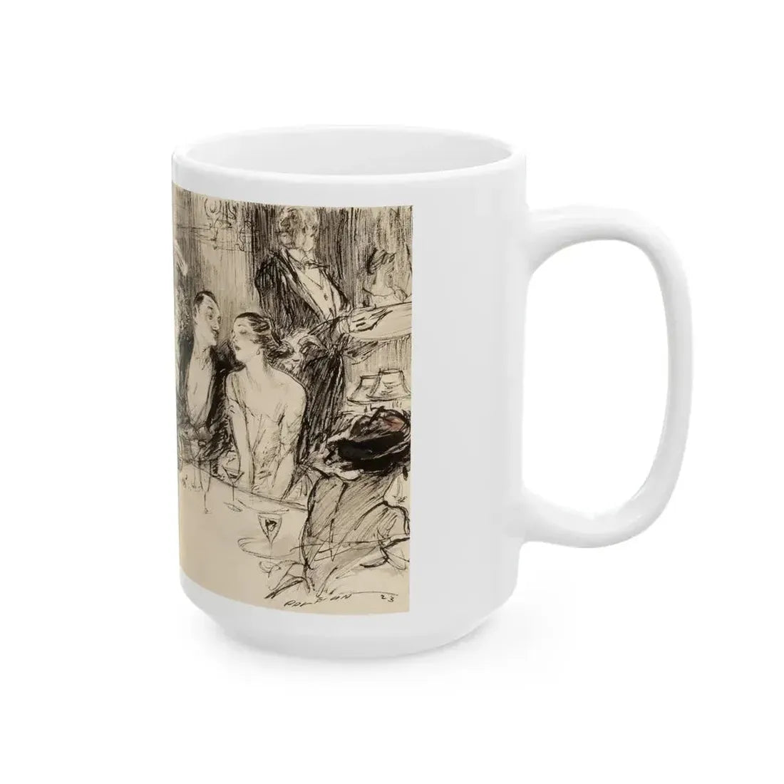Gambling Night, Harpers Bazar illustration, 1923 - White Coffee Mug - Go Mug Yourself