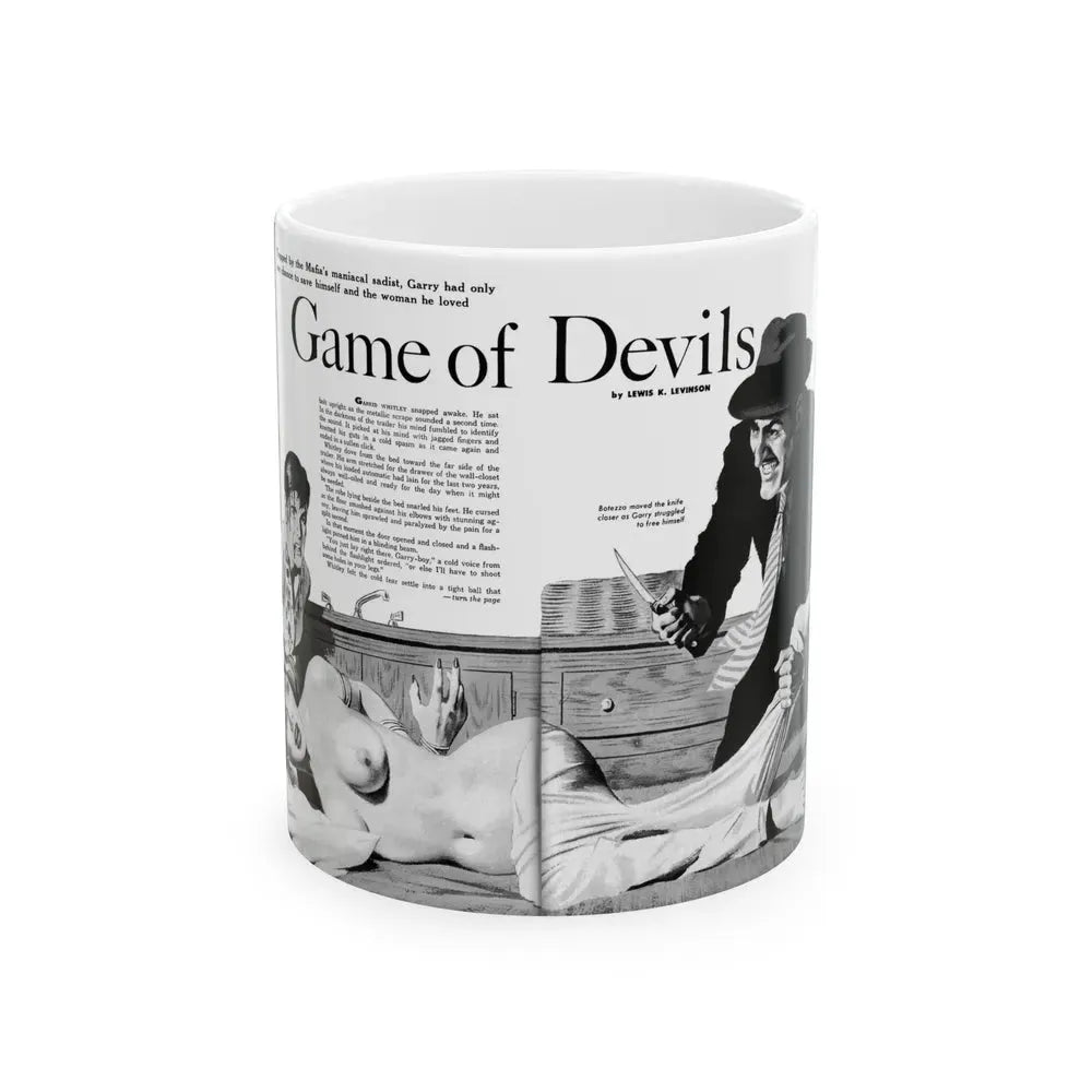 Game of Devils, Adam magazine, February 1961 - White Coffee Mug 11oz - Go Mug Yourself