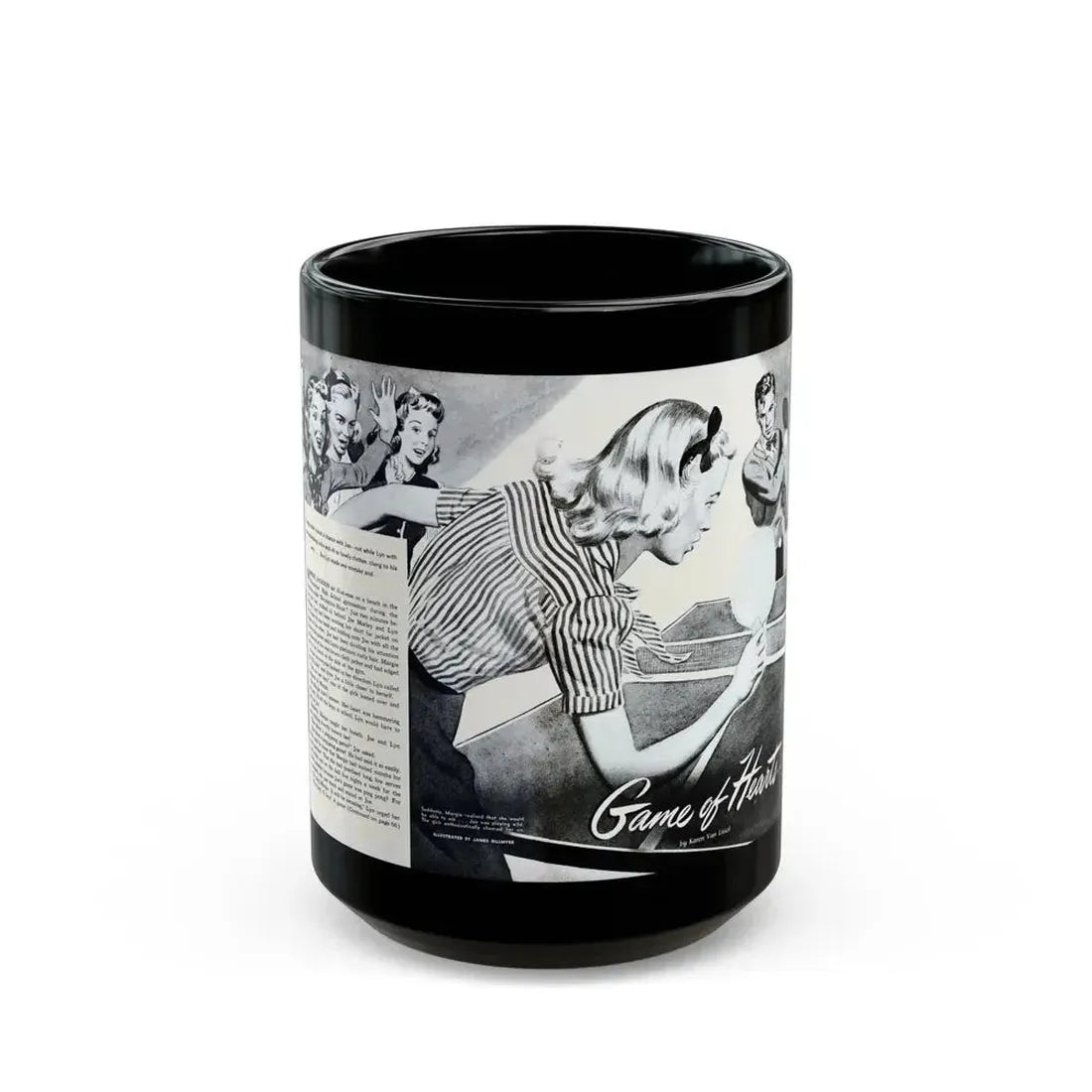 Game of Hearts, Miss America magazine, February 1946 - Black Coffee Mug - Go Mug Yourself