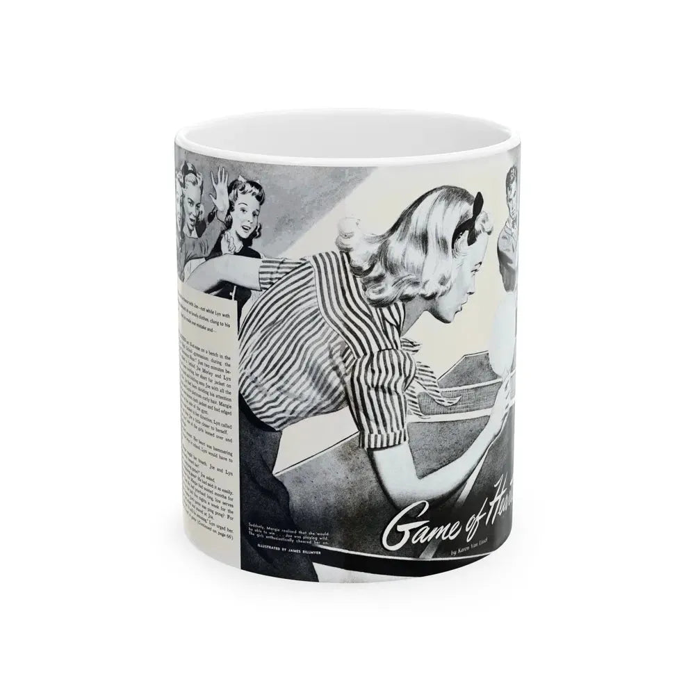 Game of Hearts, Miss America magazine, February 1946 - White Coffee Mug 11oz - Go Mug Yourself