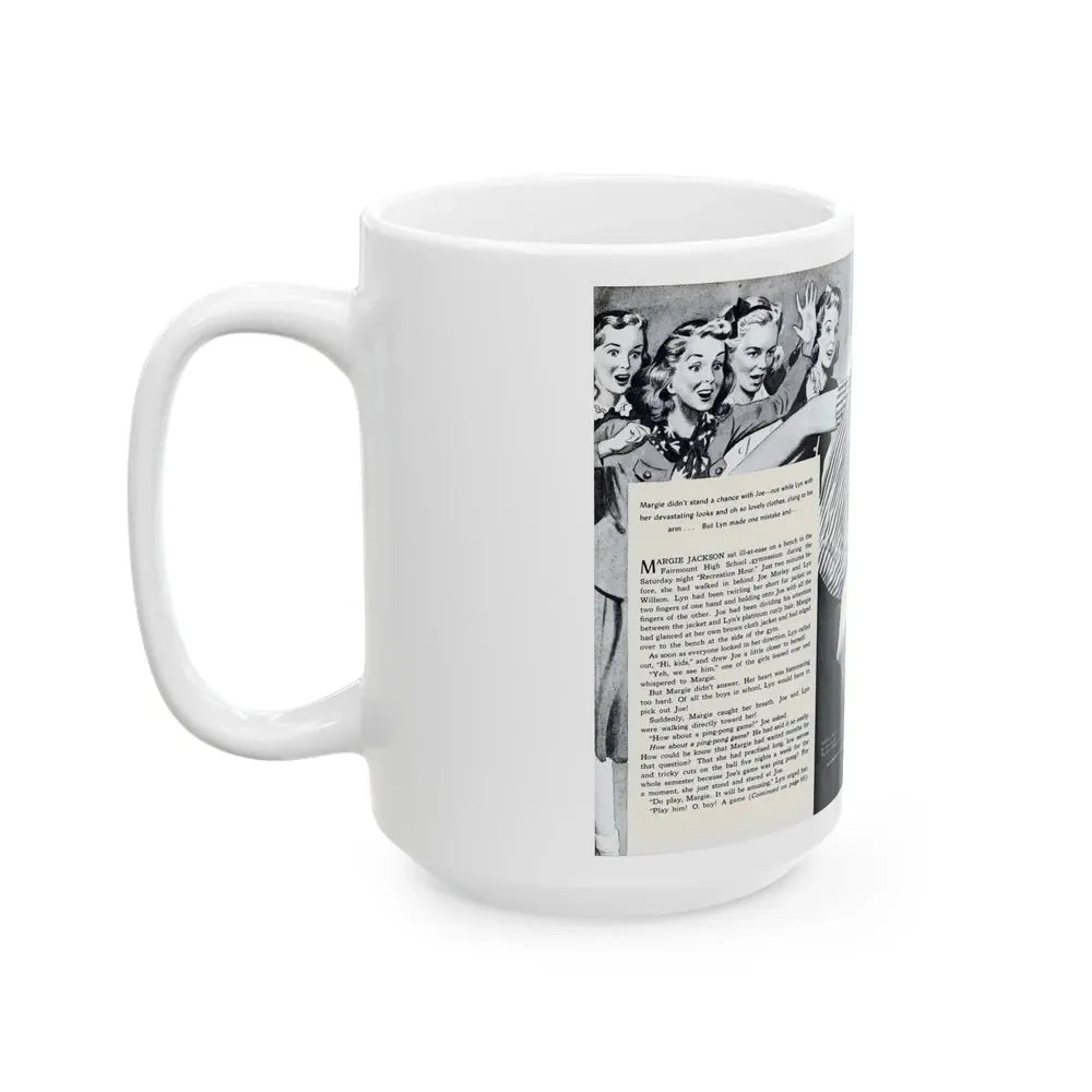Game of Hearts, Miss America magazine, February 1946 - White Coffee Mug - Go Mug Yourself