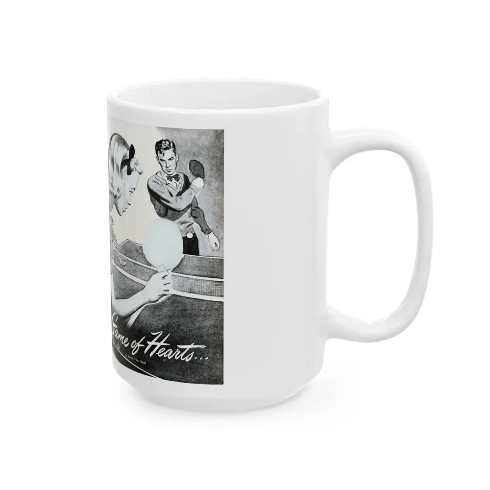 Game of Hearts, Miss America magazine, February 1946 - White Coffee Mug - Go Mug Yourself