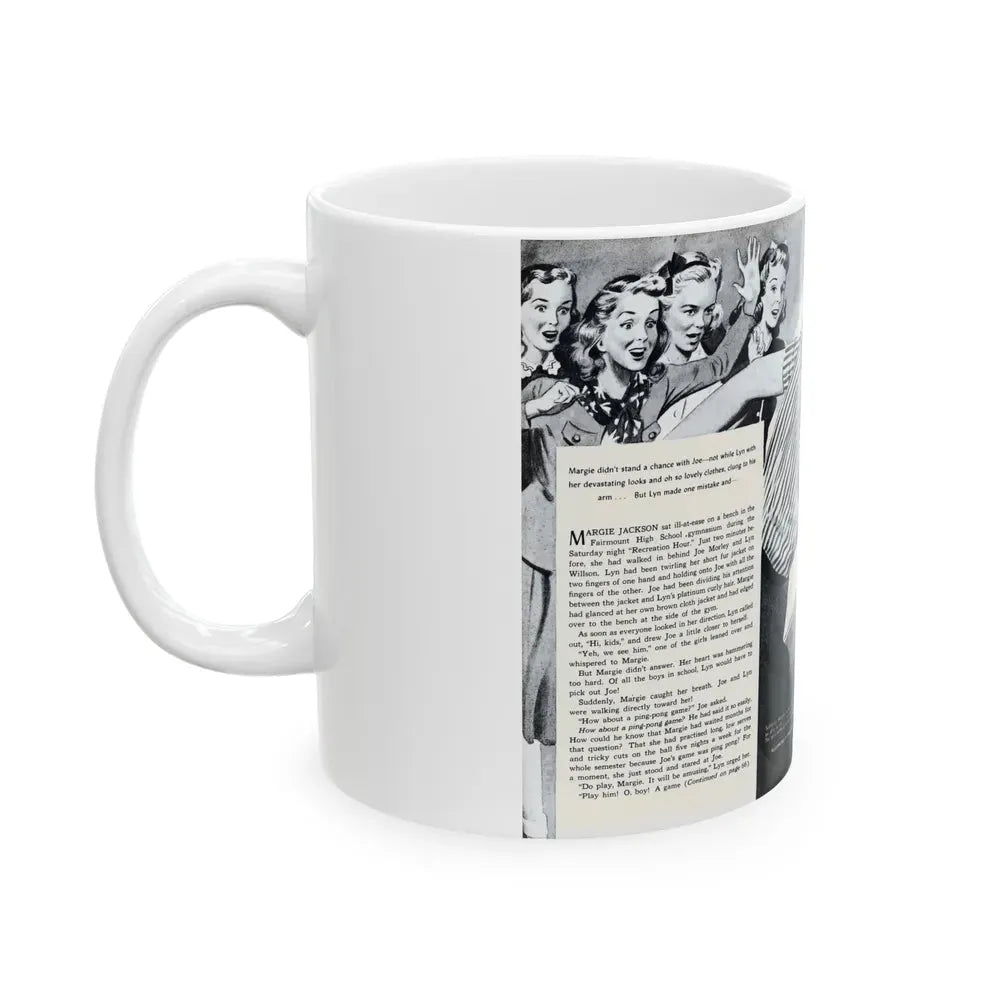 Game of Hearts, Miss America magazine, February 1946 - White Coffee Mug - Go Mug Yourself