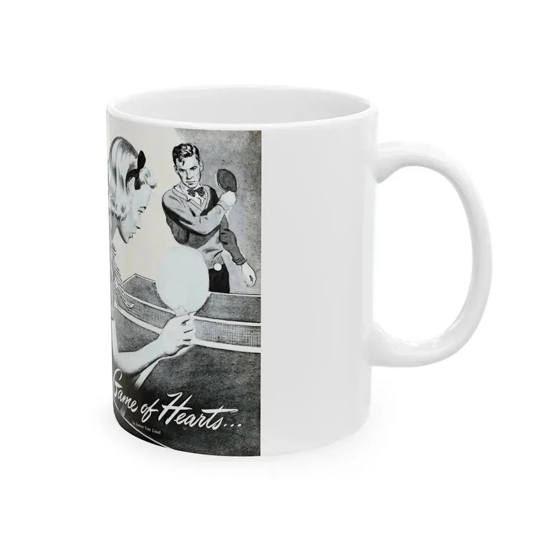 Game of Hearts, Miss America magazine, February 1946 - White Coffee Mug - Go Mug Yourself