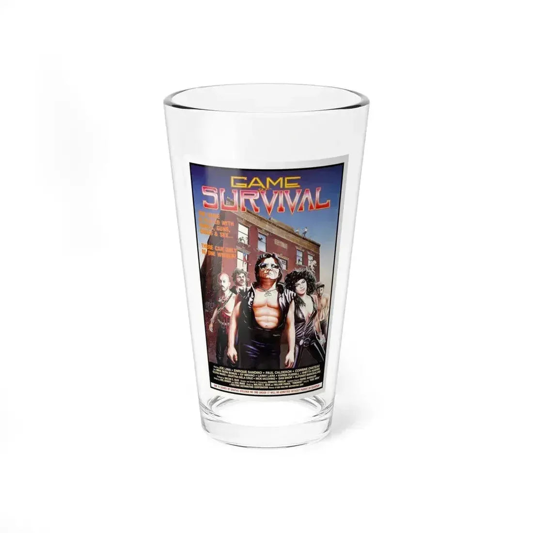 GAME OF SURVIVAL (TENEMENT) 1985 Movie Poster - Pint Glass 16oz 16oz - Go Mug Yourself