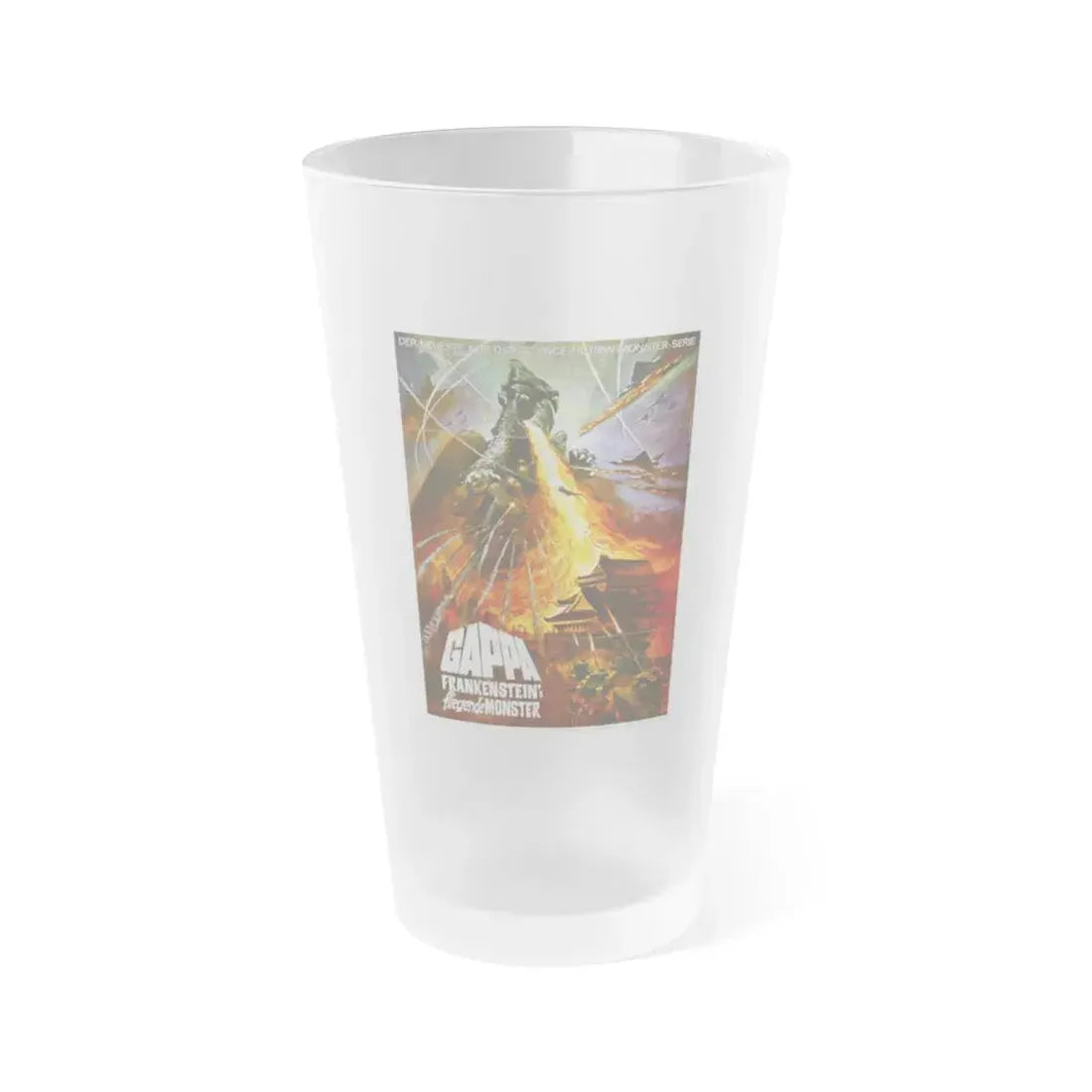 GAPPA THE TRIPHIBIAN MONSTER 1967 Movie Poster - Frosted Pint Glass 16oz 16oz Frosted - Go Mug Yourself