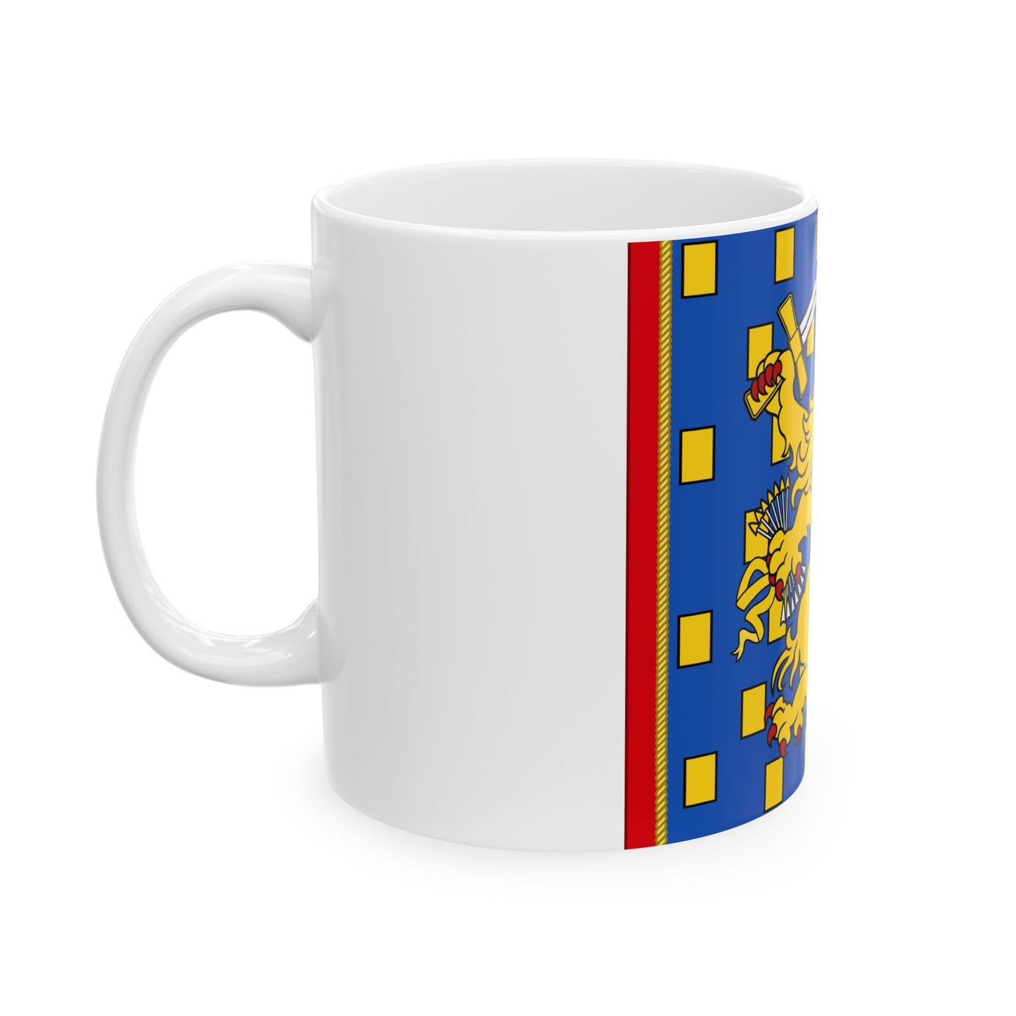 Garter Banner of Dutch Monarchs as Members (Netherlands) White Coffee Mug-Go Mug Yourself