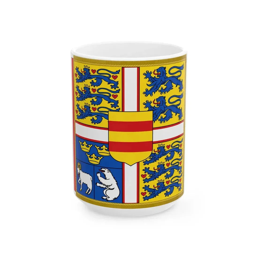 Garter Banner of the Danish Monarch (Denmark) White Coffee Mug 15oz - Go Mug Yourself