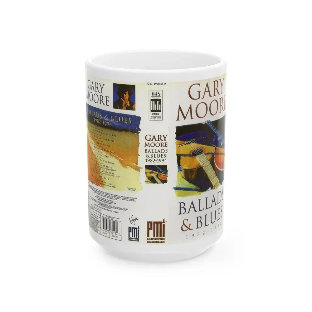 GARY MOORE BALLADS AND BLUES (VHS COVER) - White Coffee Mug 15oz - Go Mug Yourself