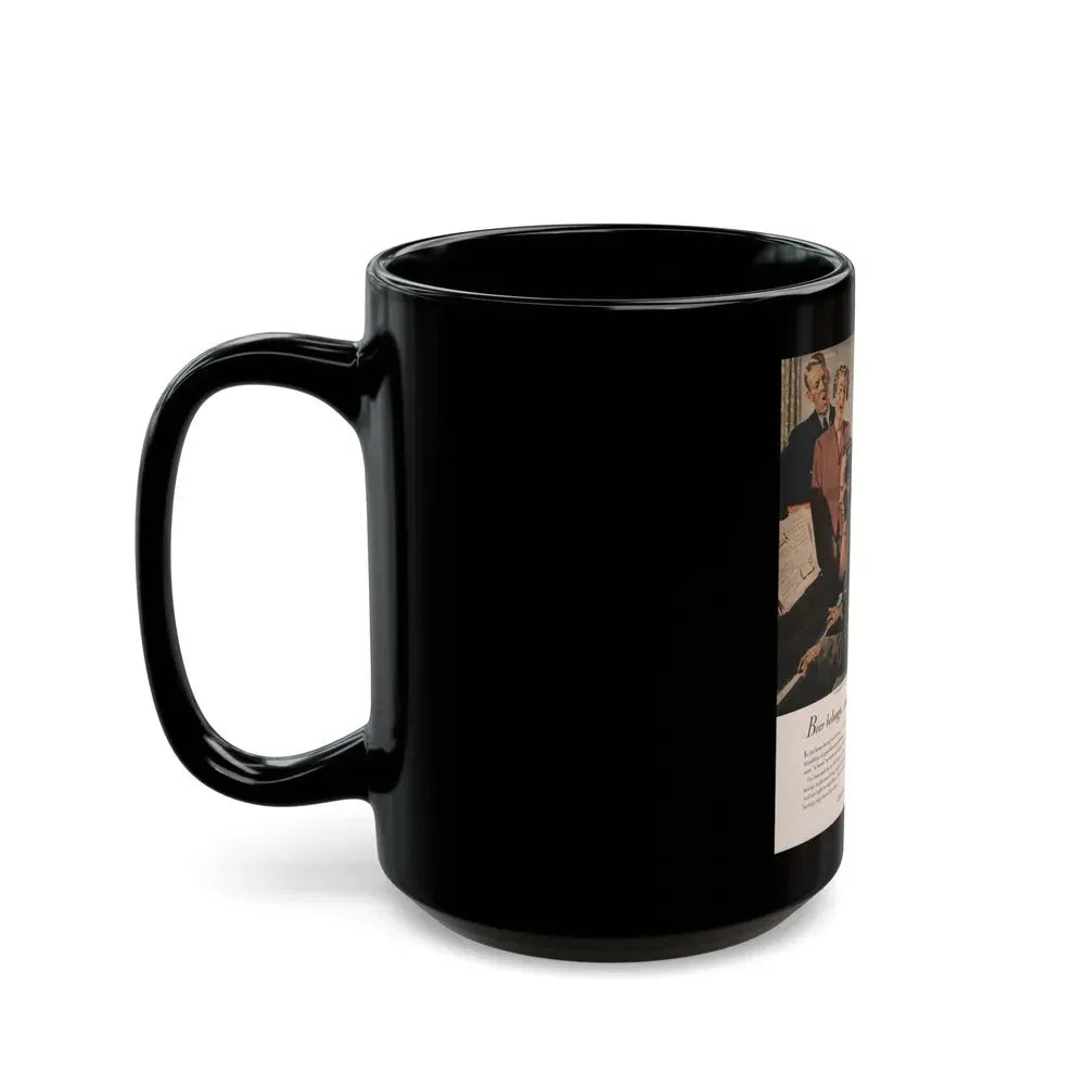 Gathered Around The Piano, Look magazine, January 1949 - Black Coffee Mug - Go Mug Yourself