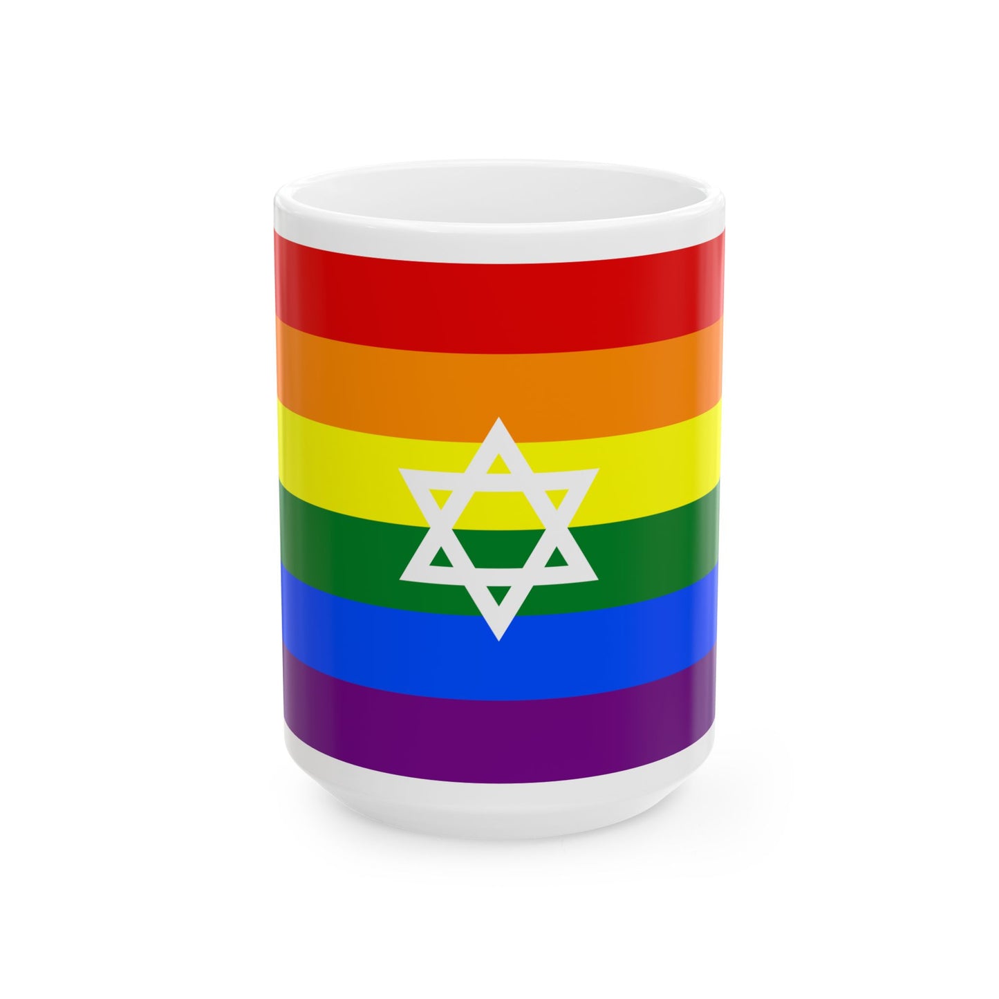 Gay Pride flag of Israel (Israel) White Coffee Mug-15oz-Go Mug Yourself
