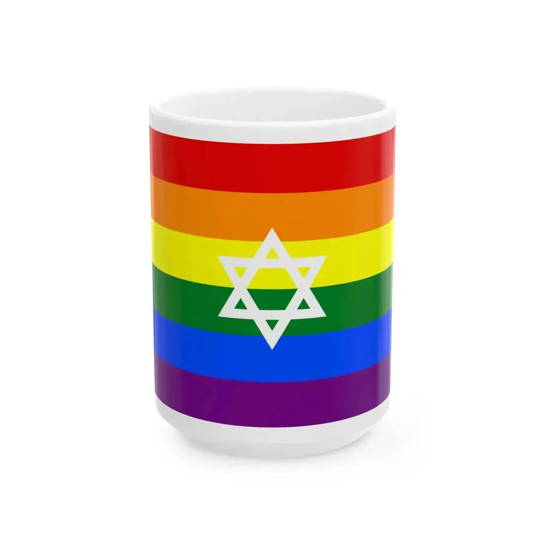 Gay Pride flag of Israel (Israel) White Coffee Mug 15oz - Go Mug Yourself