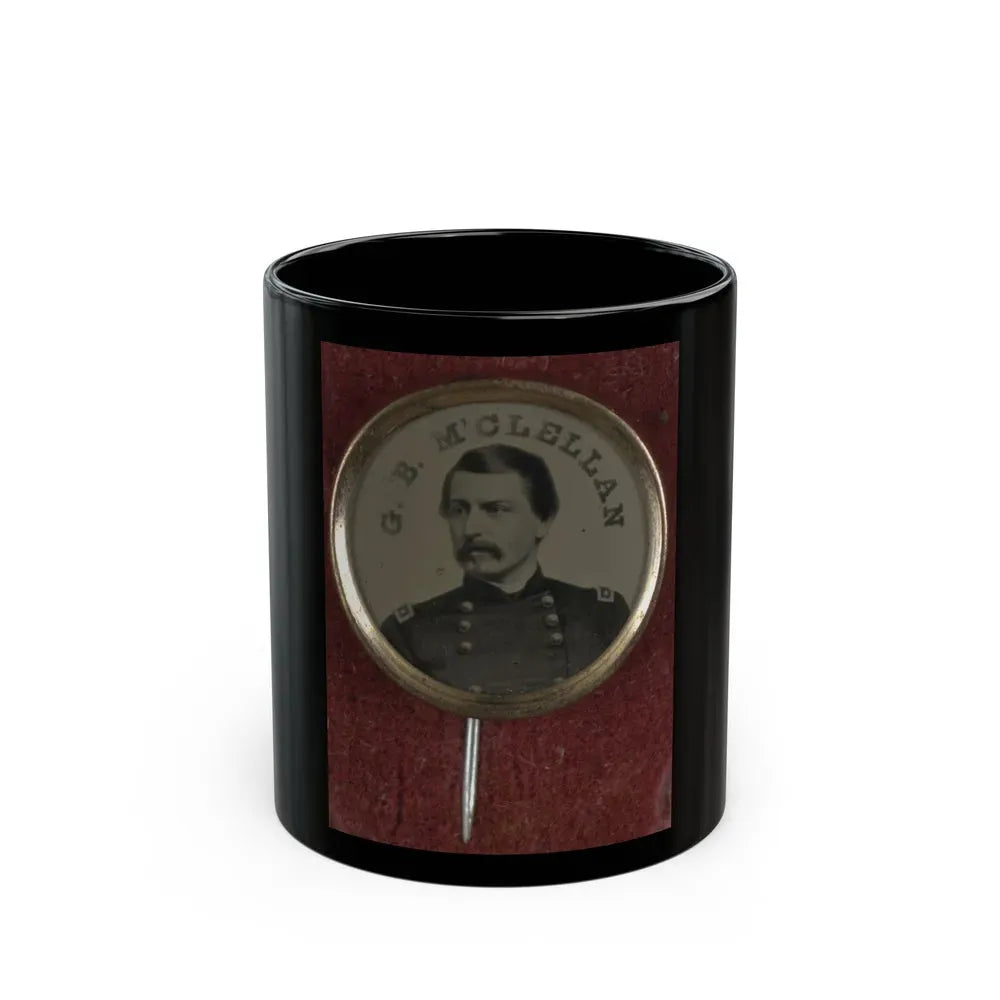 Gen. George Mcclellan Campaign Button For 1864 Presidential Election (U.S. Civil War) Black Coffee Mug 11oz - Go Mug Yourself