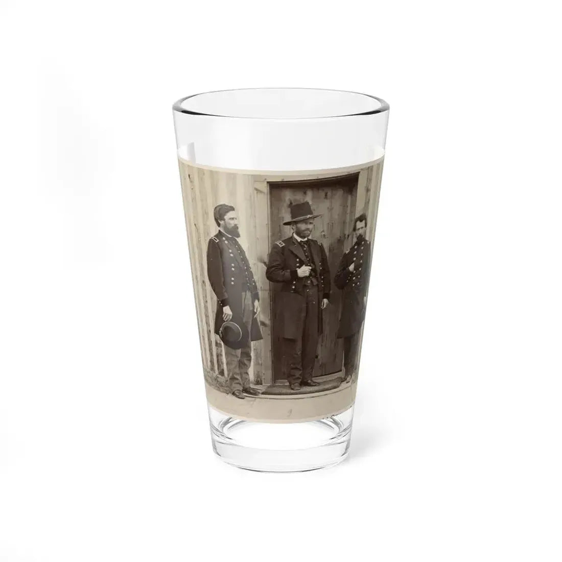 Gen. John A. Rawlins, Left, Gen. U.S. Grant, Center, And An Unidentified Officer (U.S. Civil War) Pint Glass 16oz 16oz - Go Mug Yourself
