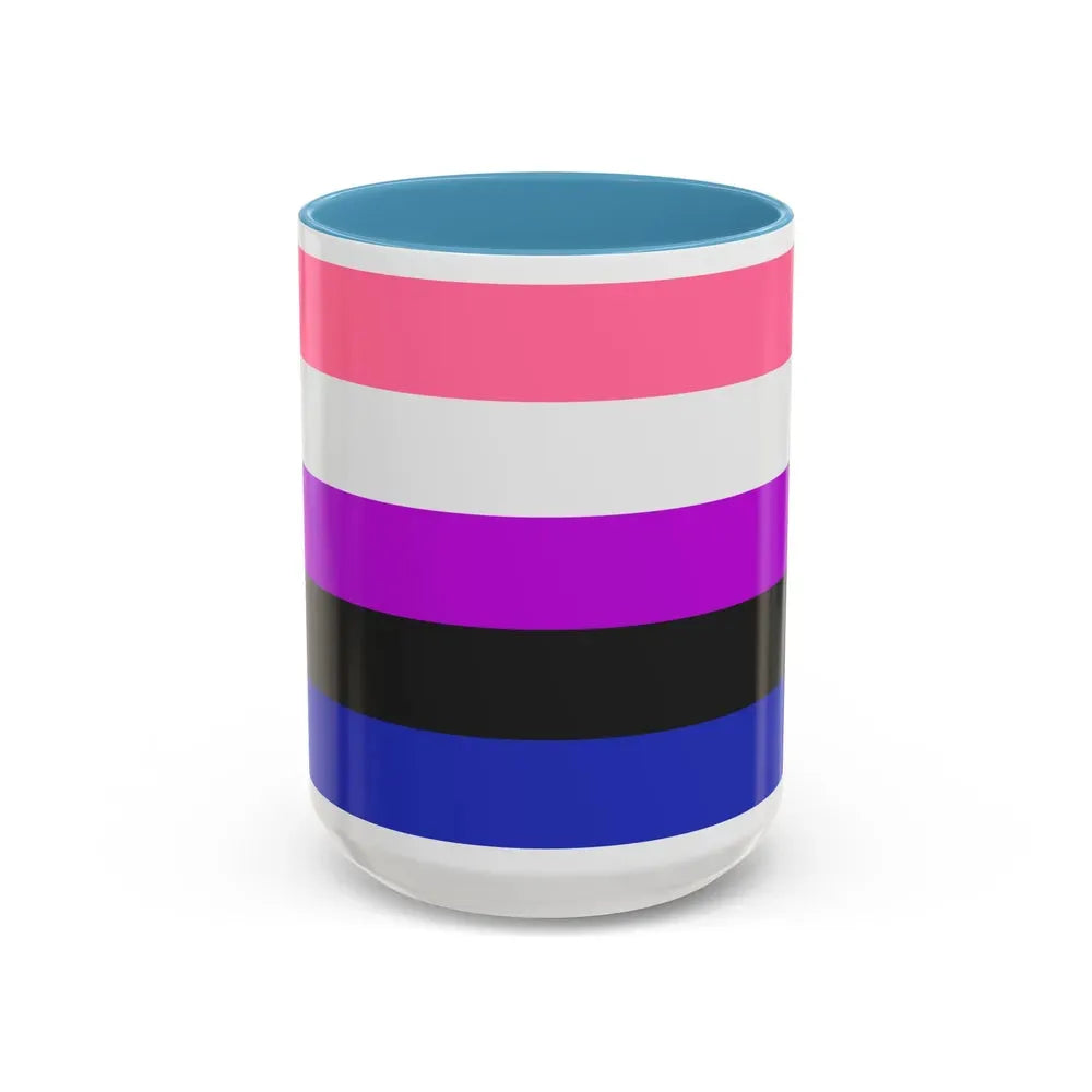 Genderfluidity Pride Flag - Accent Coffee Mug 15oz Light Blue - Go Mug Yourself