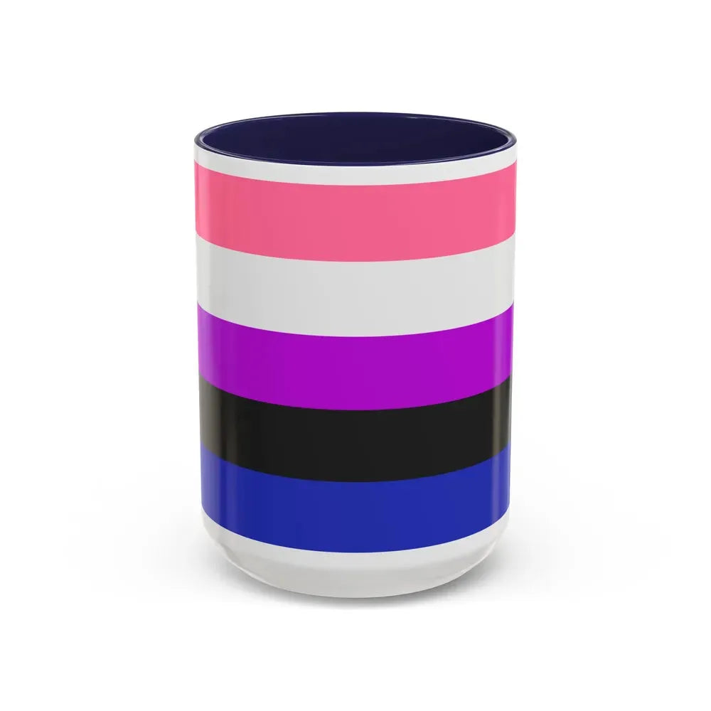 Genderfluidity Pride Flag - Accent Coffee Mug 15oz Navy - Go Mug Yourself