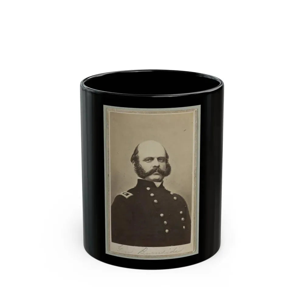 General Ambrose E. Burnside, Head-And-Shoulders Portrait, Facing Slightly Right, Wearing Military Uniform (U.S. Civil War) Black Coffee Mug 11oz - Go Mug Yourself