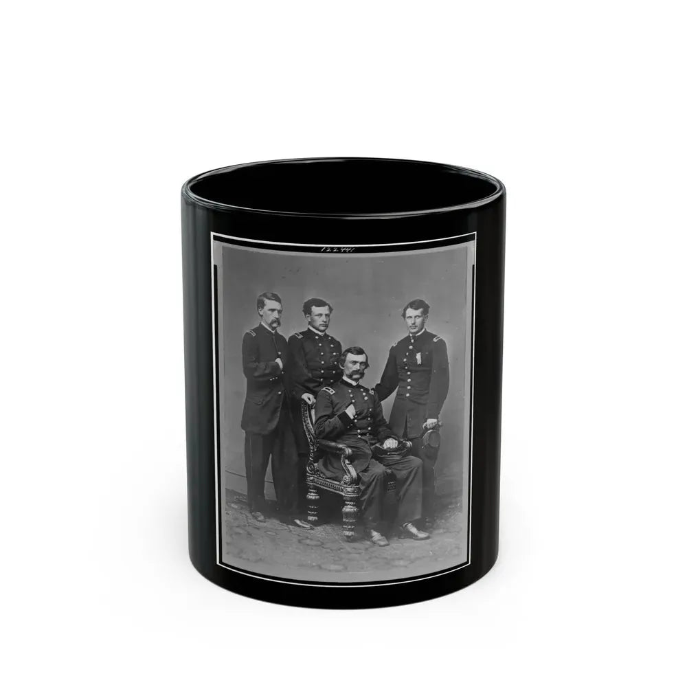 General Charles Griffin, Full-Length Portrait, Seated, With Three Aides Standing Behind Him (U.S. Civil War) Black Coffee Mug 11oz - Go Mug Yourself
