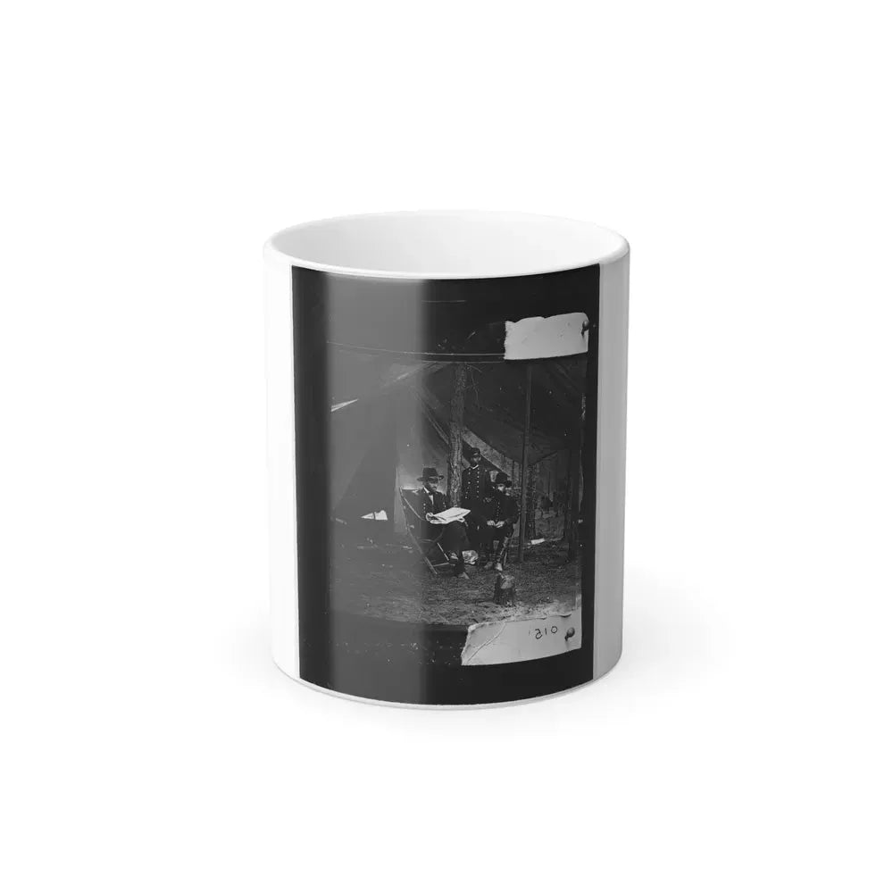 General Grant, Lt. Col. Bowers, and General Rawlins at Grant's Headquarters, Cold Harbor (U.S. Civil War) Color Changing Coffee Mug 11oz Default Title 11oz - Go Mug Yourself