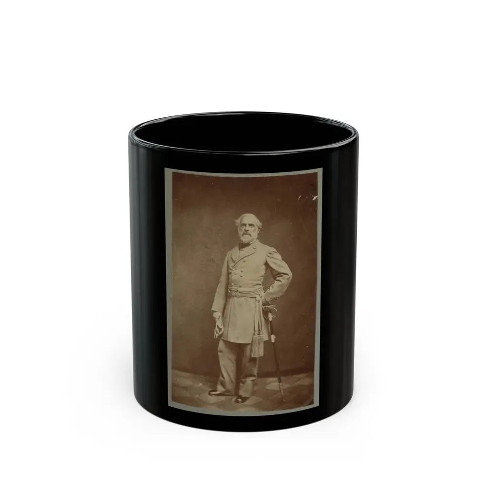 General Robert E. Lee, Full-Length Portrait, Standing, Facing Front, With Left Hand At Waist, On Sword, Wearing Military Uniform (U.S. Civil War) Black Coffee Mug 11oz - Go Mug Yourself