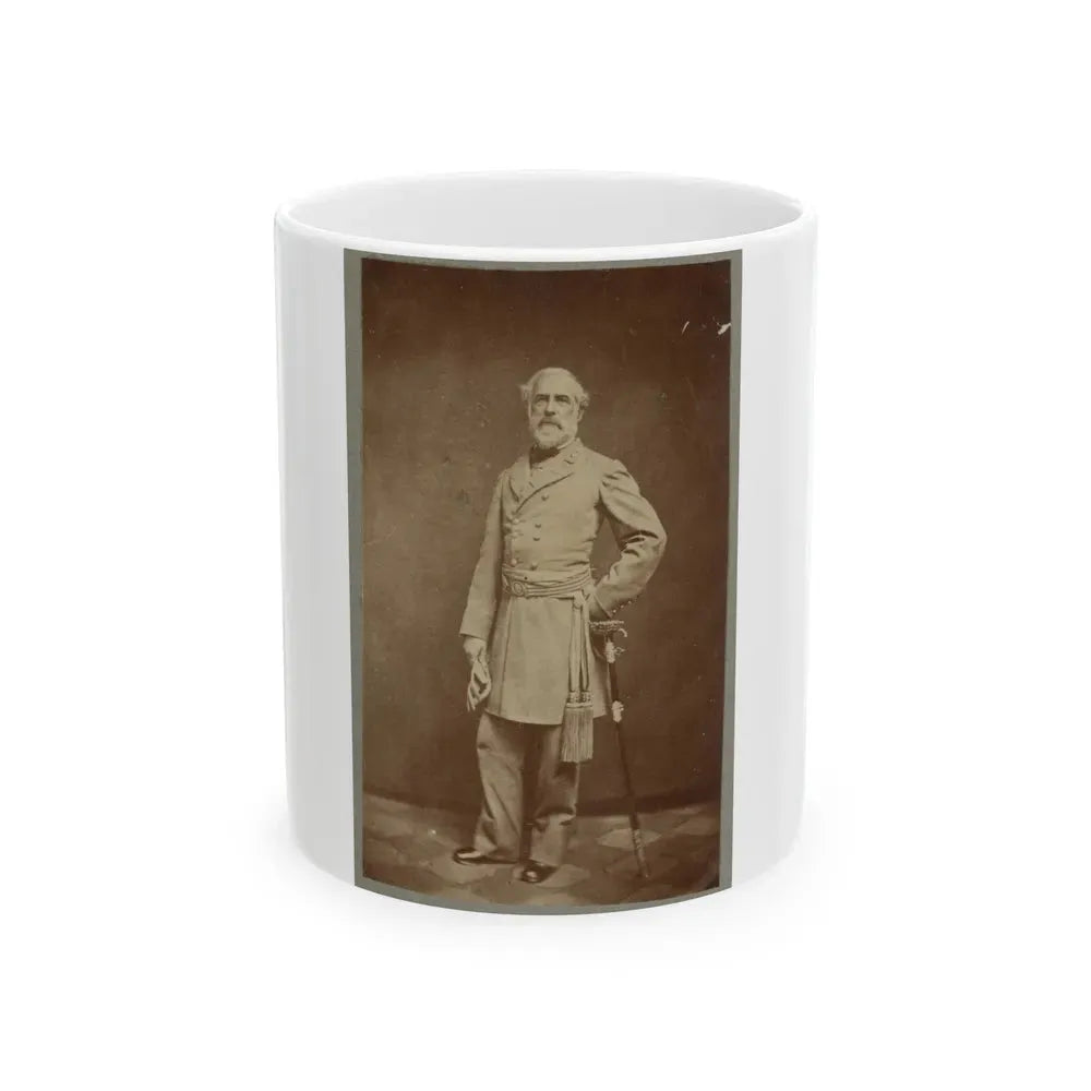 General Robert E. Lee, Full-Length Portrait, Standing, Facing Front, With Left Hand At Waist, On Sword, Wearing Military Uniform (U.S. Civil War) White Coffee Mug 11oz - Go Mug Yourself