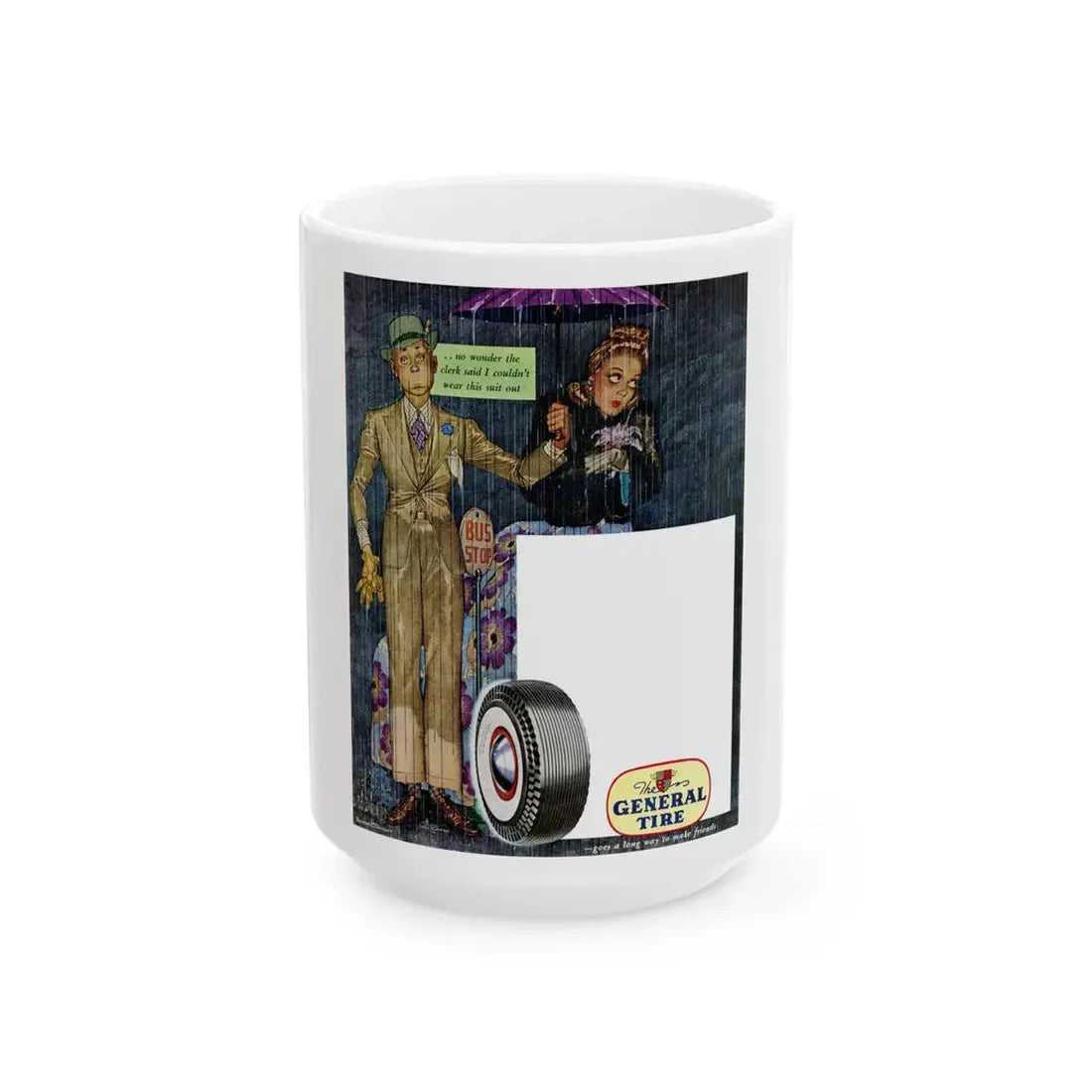 General Tire advertisement, 1941 - White Coffee Mug 15oz - Go Mug Yourself