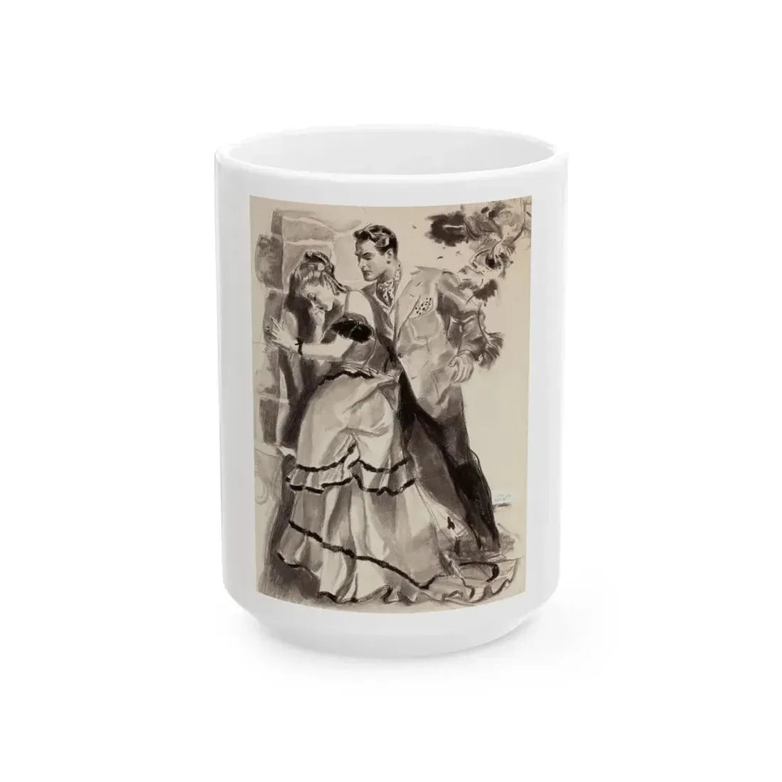 Gentleman Consoling Woman, magazine story illustration, circa 1930s - White Coffee Mug 15oz - Go Mug Yourself
