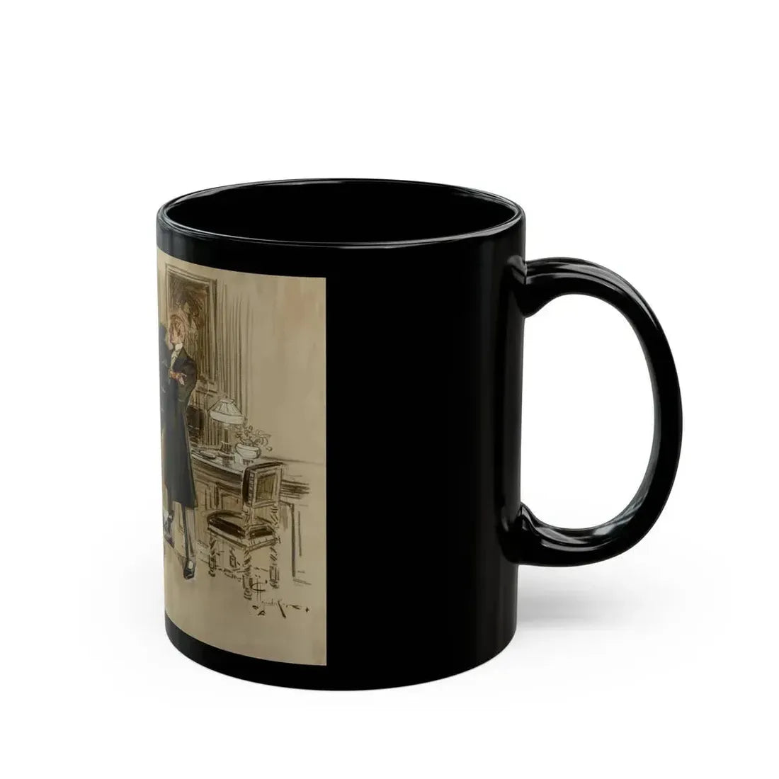 Gentleman's Club, Interior Illustration - Black Coffee Mug - Go Mug Yourself