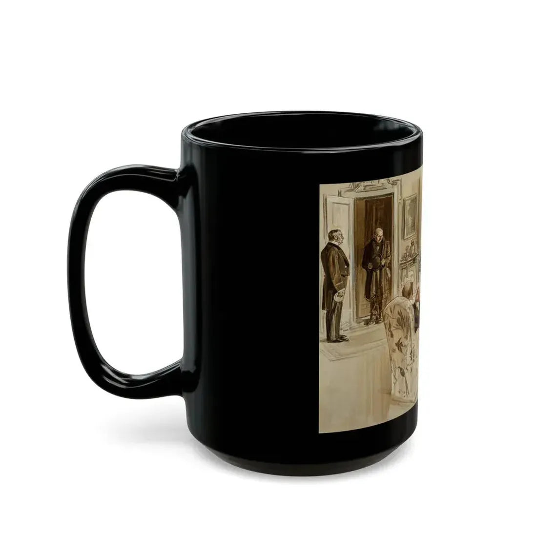 Gentleman's Club, Interior Illustration - Black Coffee Mug - Go Mug Yourself