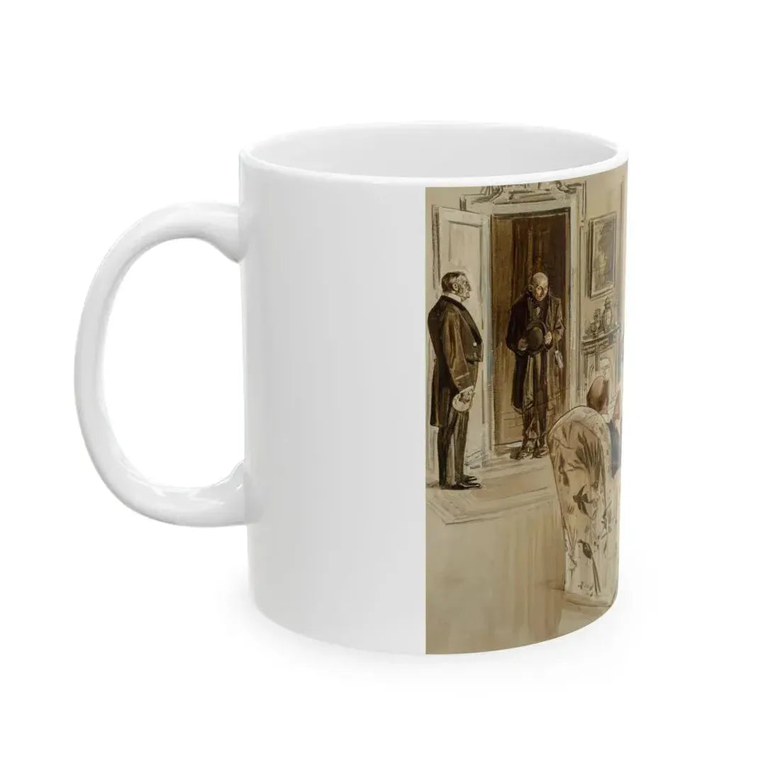 Gentleman's Club, Interior Illustration - White Coffee Mug - Go Mug Yourself