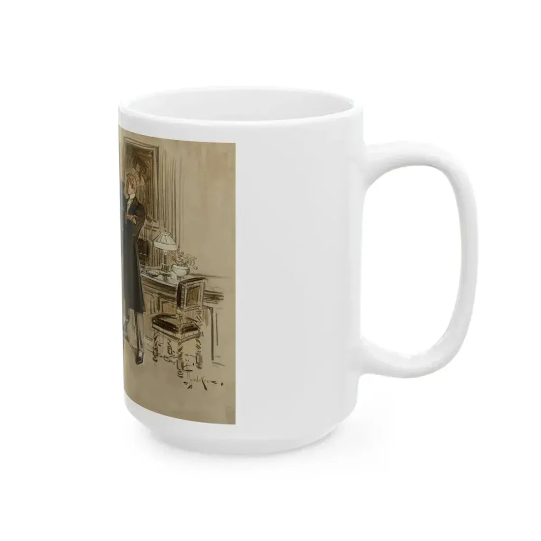 Gentleman's Club, Interior Illustration - White Coffee Mug - Go Mug Yourself