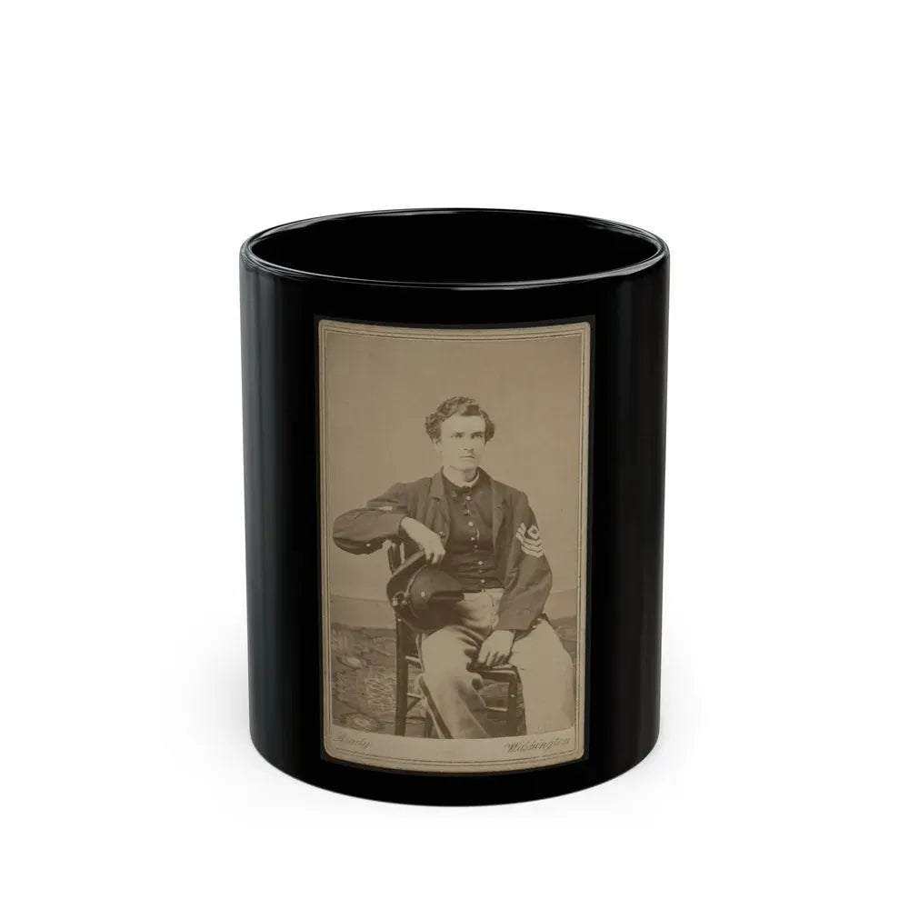 Geo. B. Field, Three-Quarter Length Studio Portrait, Sitting In Chair, Facing Slightly Right, Wearing Military Uniform (U.S. Civil War) Black Coffee Mug 11oz - Go Mug Yourself