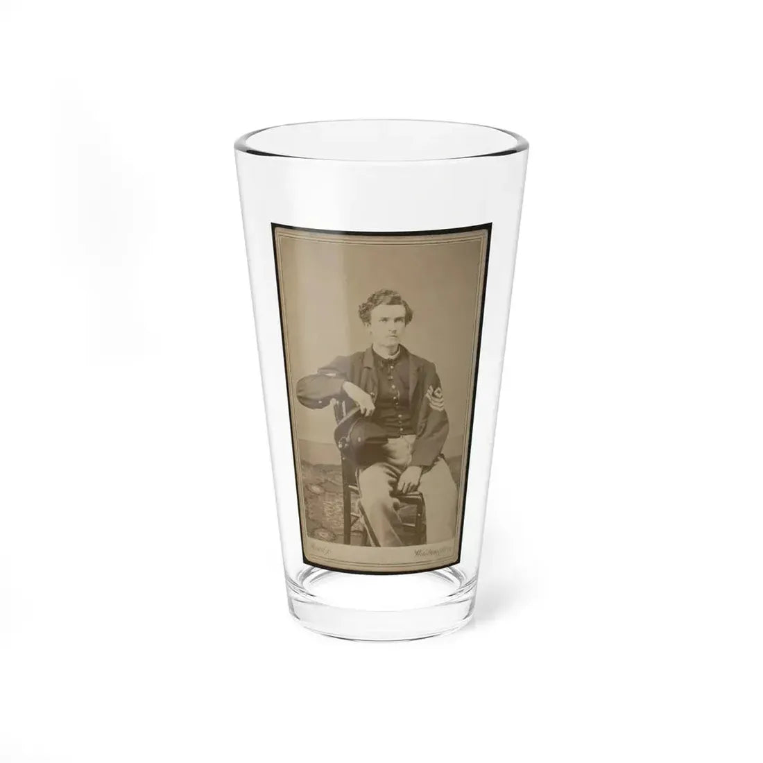 Geo. B. Field, Three-Quarter Length Studio Portrait, Sitting In Chair, Facing Slightly Right, Wearing Military Uniform (U.S. Civil War) Pint Glass 16oz 16oz - Go Mug Yourself