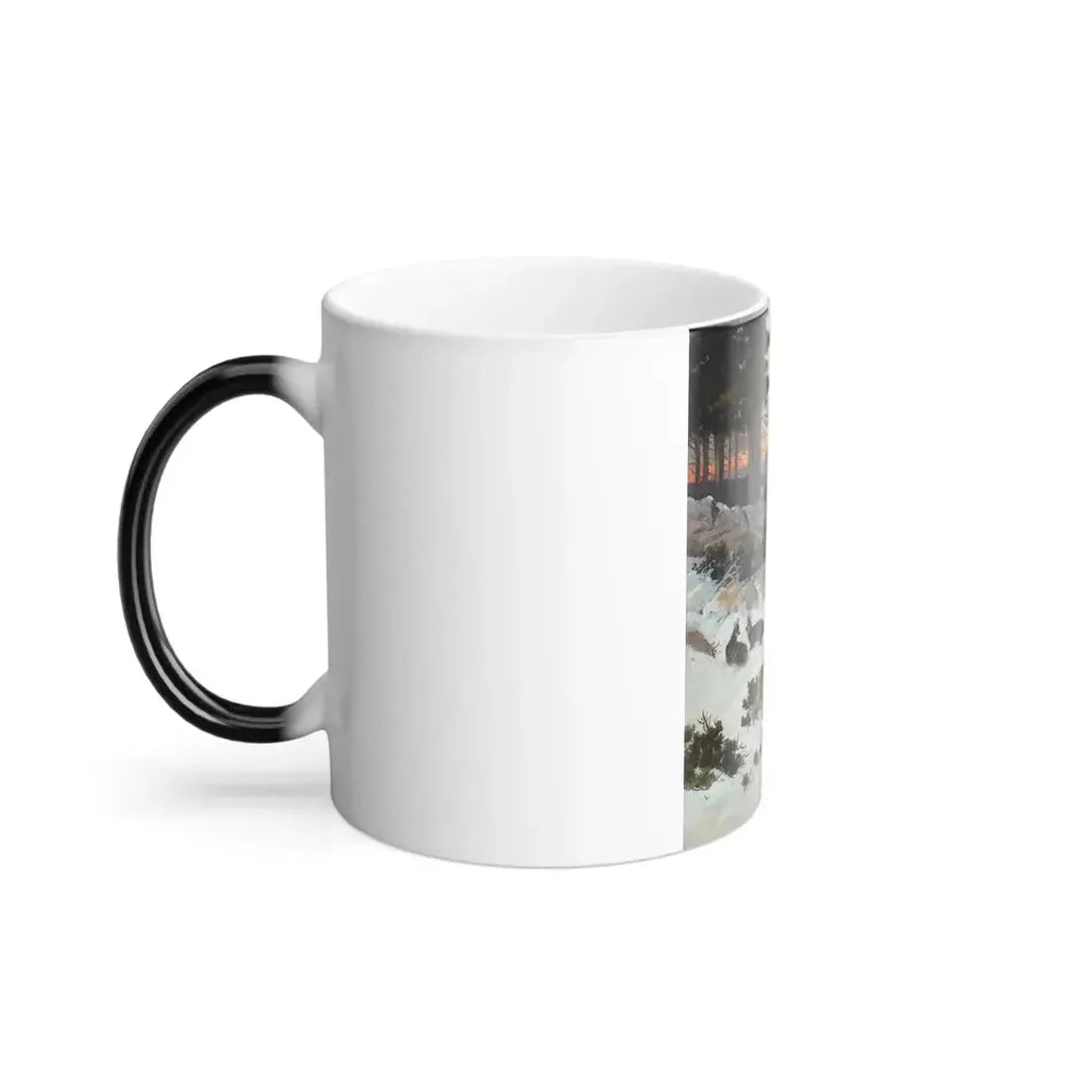 Georg Berger (1862-1942) Chamois in Winter - Oil on Canvas - Color Changing Mug 11oz - Go Mug Yourself