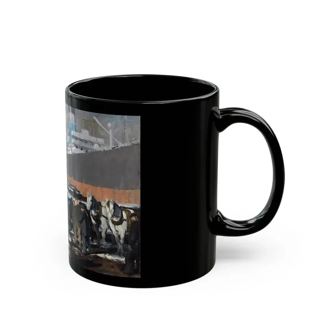 George Bellows (1882-1925) Men of the Docks - oil on canvas 1912 - Black Coffee Mug - Go Mug Yourself