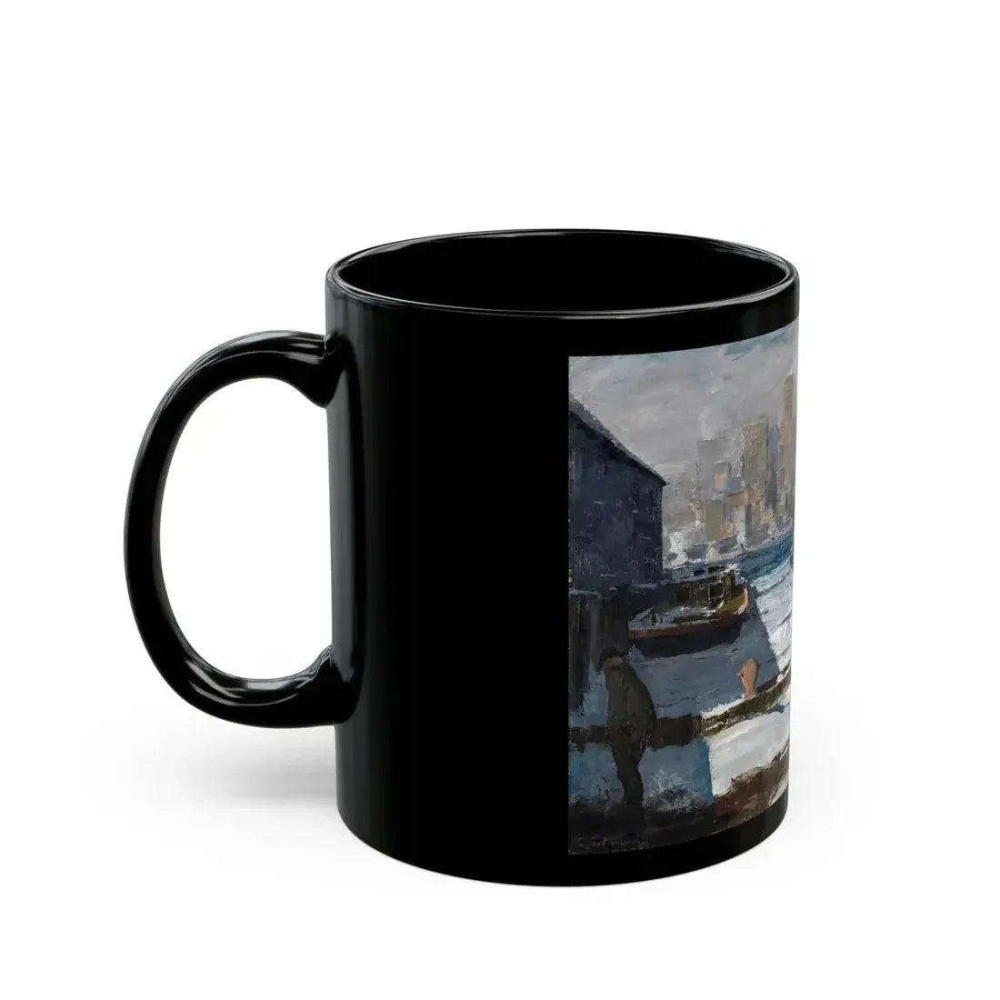George Bellows (1882-1925) Men of the Docks - oil on canvas 1912 - Black Coffee Mug - Go Mug Yourself