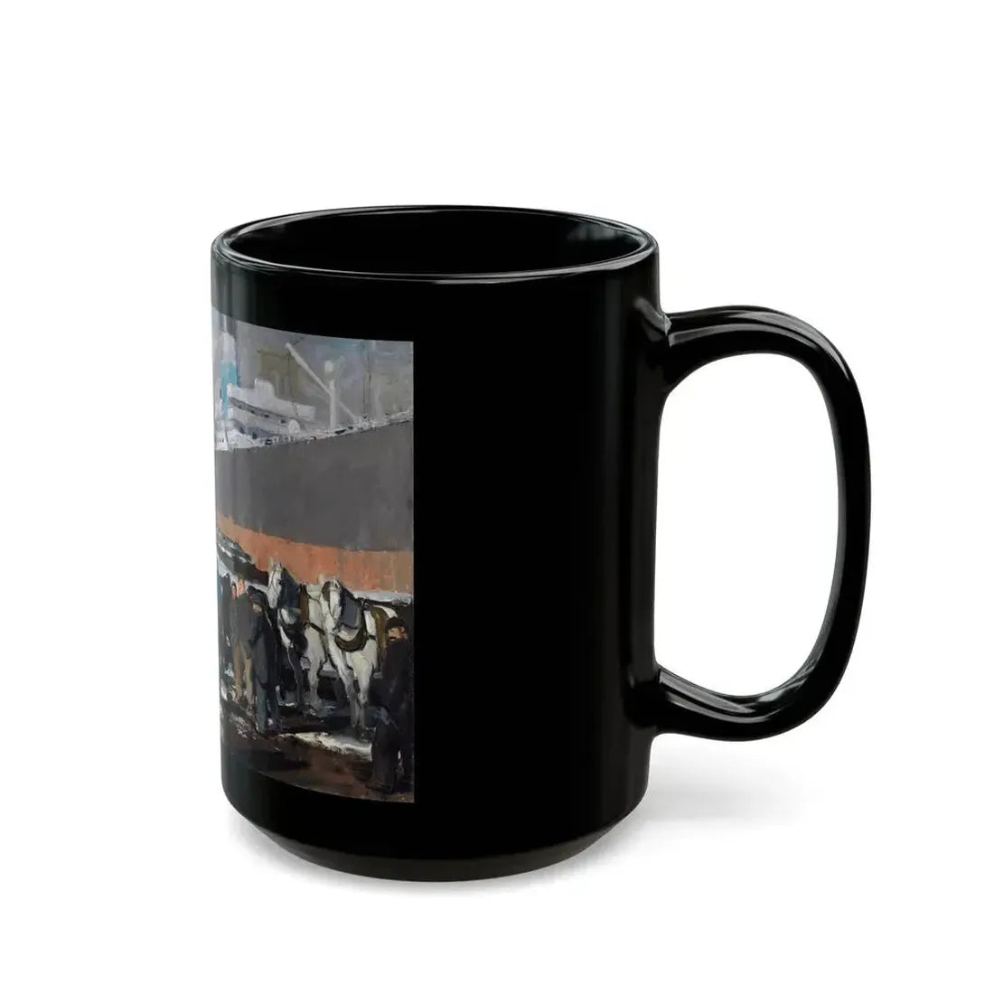 George Bellows (1882-1925) Men of the Docks - oil on canvas 1912 - Black Coffee Mug - Go Mug Yourself