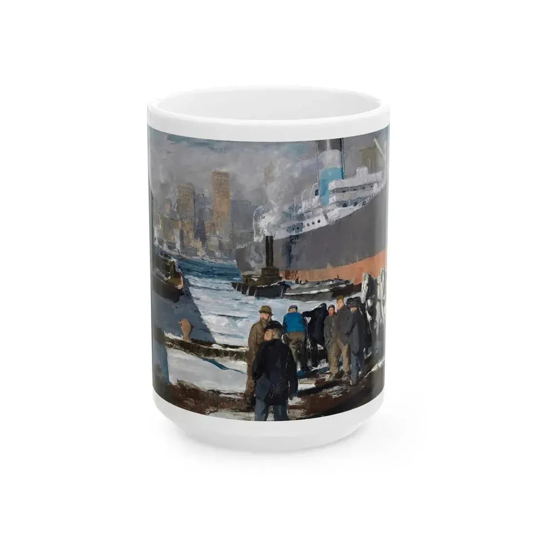 George Bellows (1882-1925) Men of the Docks - oil on canvas 1912 - White Coffee Mug 15oz - Go Mug Yourself
