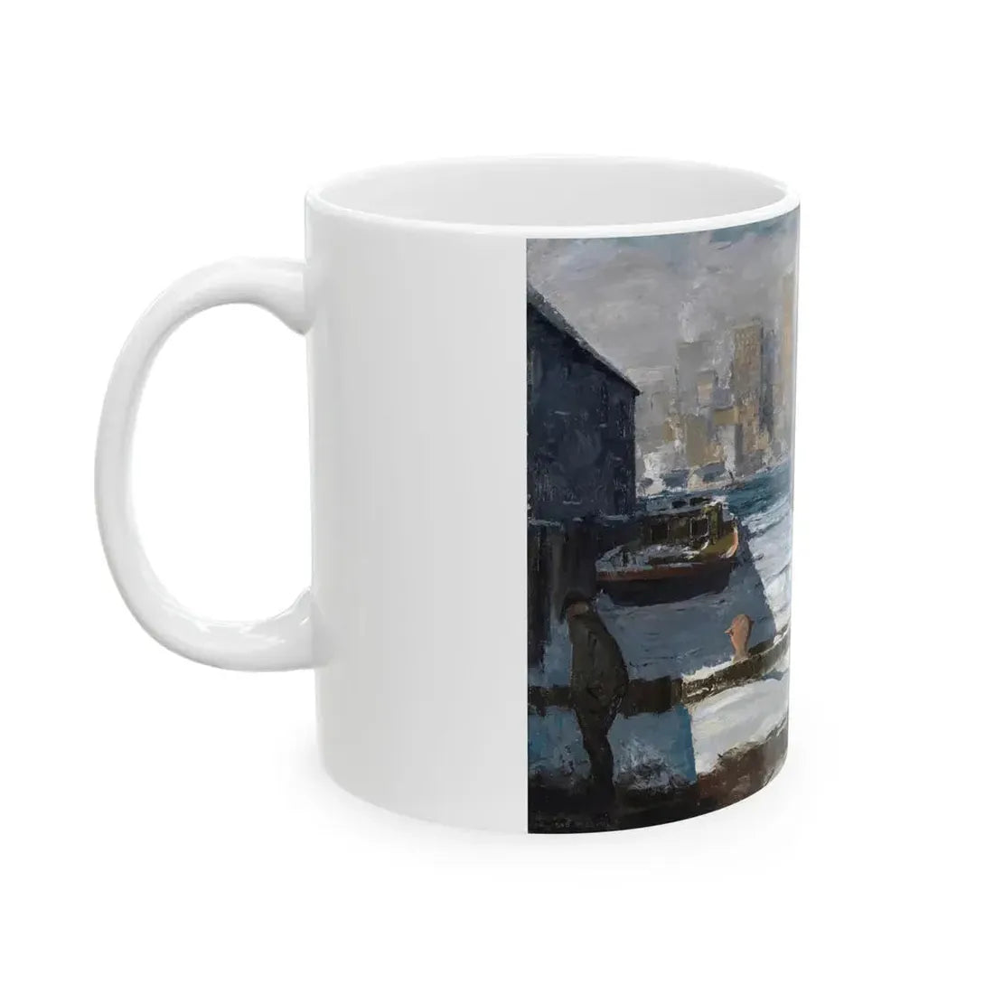 George Bellows (1882-1925) Men of the Docks - oil on canvas 1912 - White Coffee Mug - Go Mug Yourself