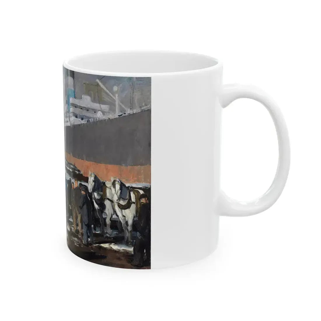 George Bellows (1882-1925) Men of the Docks - oil on canvas 1912 - White Coffee Mug - Go Mug Yourself