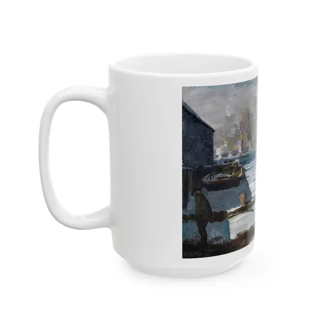 George Bellows (1882-1925) Men of the Docks - oil on canvas 1912 - White Coffee Mug - Go Mug Yourself
