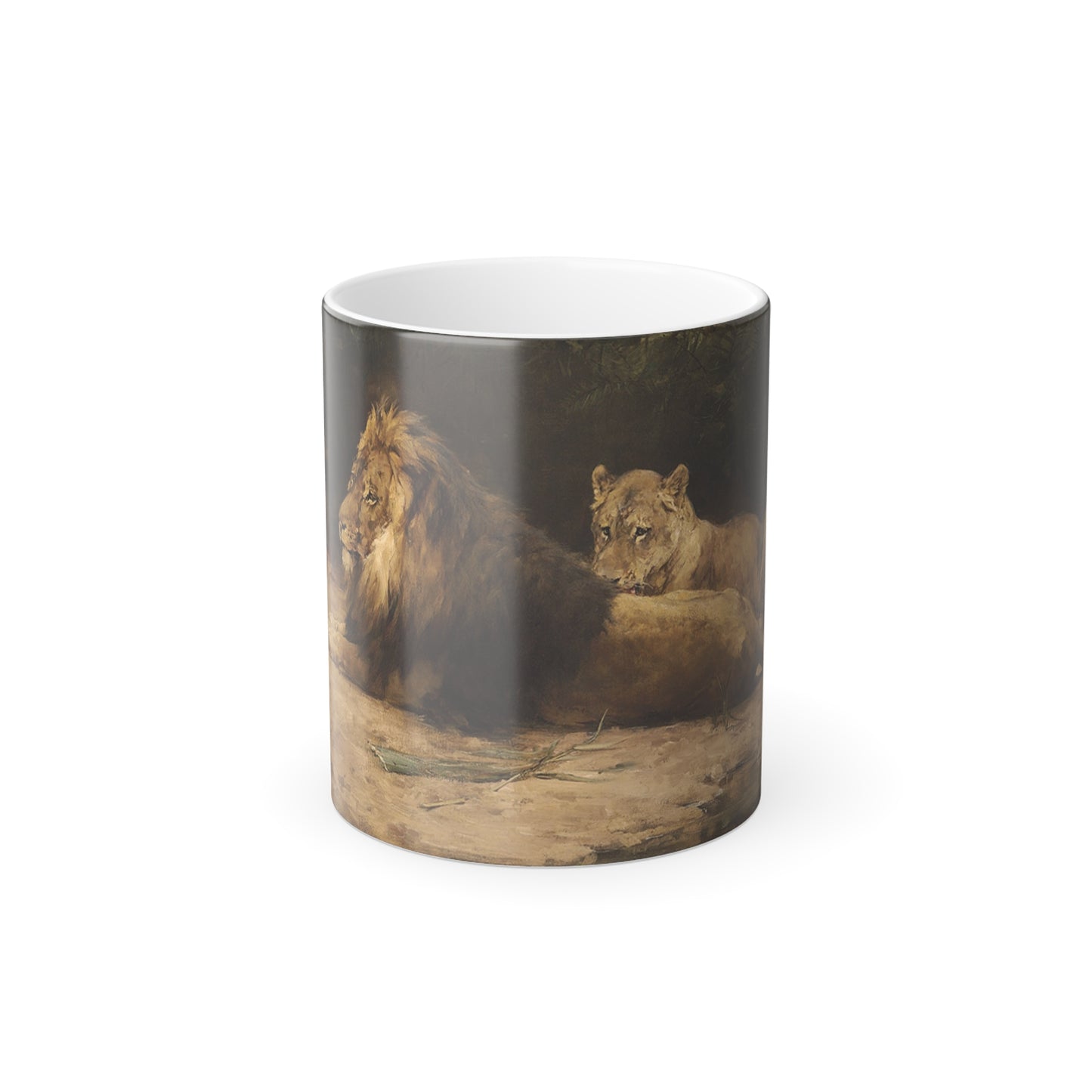 George Denholm Armour (1864-1949) Lion and Lioness at Rest - Color Changing Mug 11oz-11oz-Go Mug Yourself