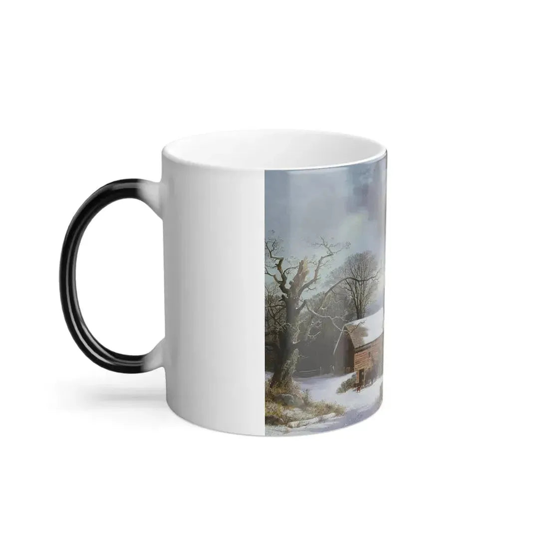 George Henry Durrie (1820-1863) At the Mill, Winter - Oil on Canvas 1858 - Color Changing Mug 11oz - Go Mug Yourself