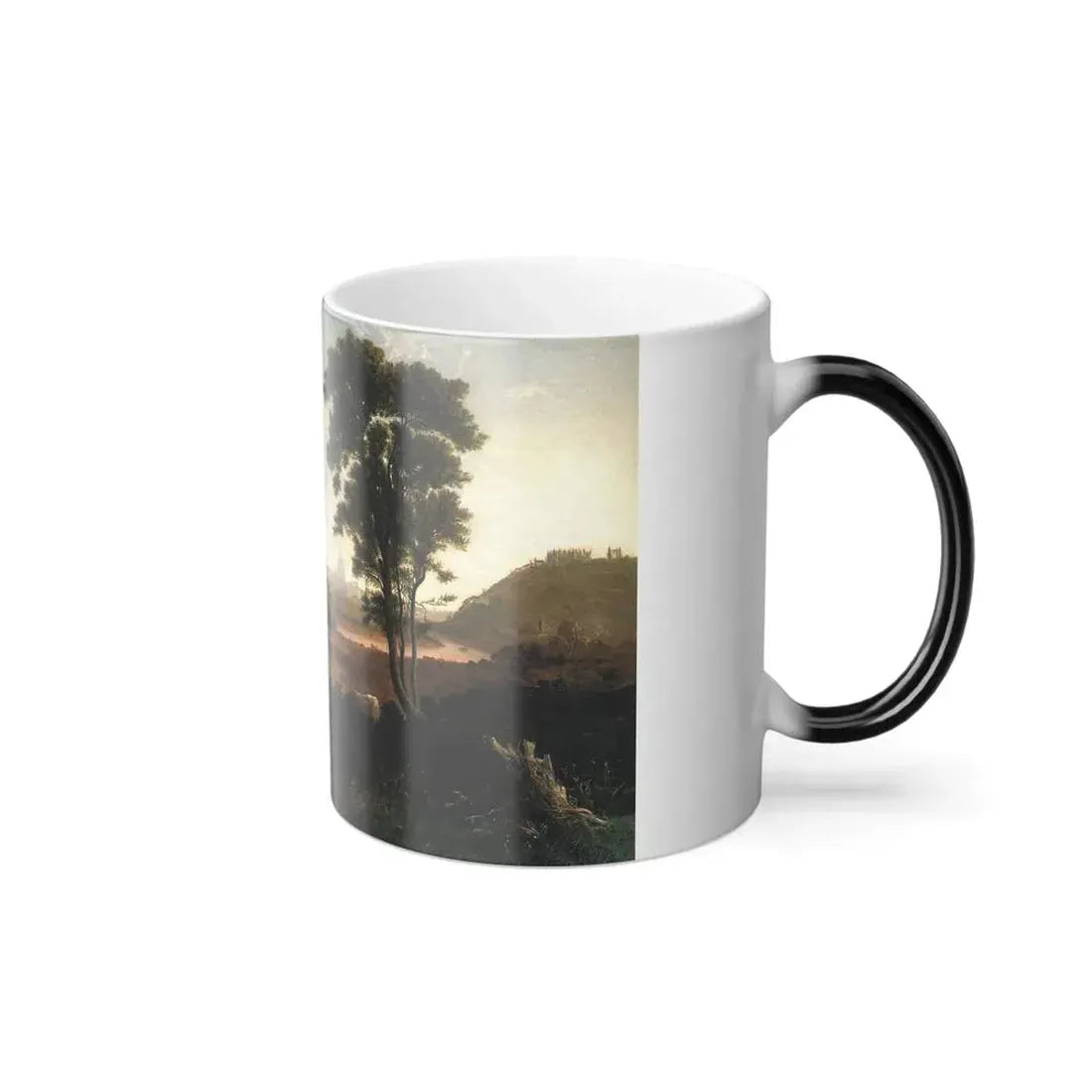 George Loring Brown (1814-1889) Near Sunset - View of Rome from Porte Molte - Oil on Canvas 1857 - Color Changing Mug 11oz - Go Mug Yourself