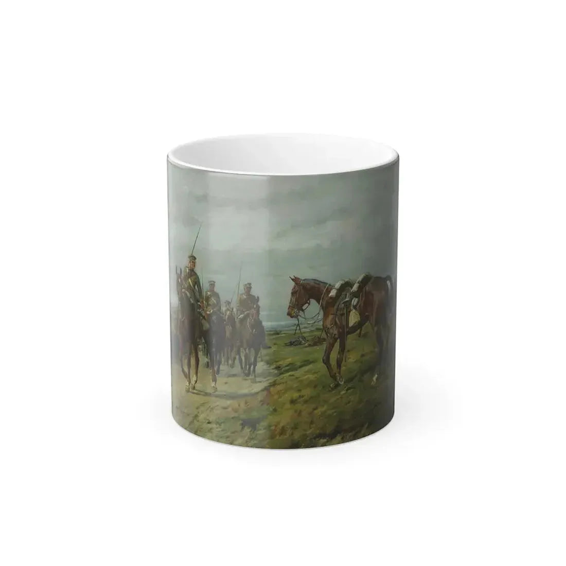 George Wright (1860-1942) The Riderless Horse - oil on canvas - Color Changing Mug 11oz 11oz - Go Mug Yourself