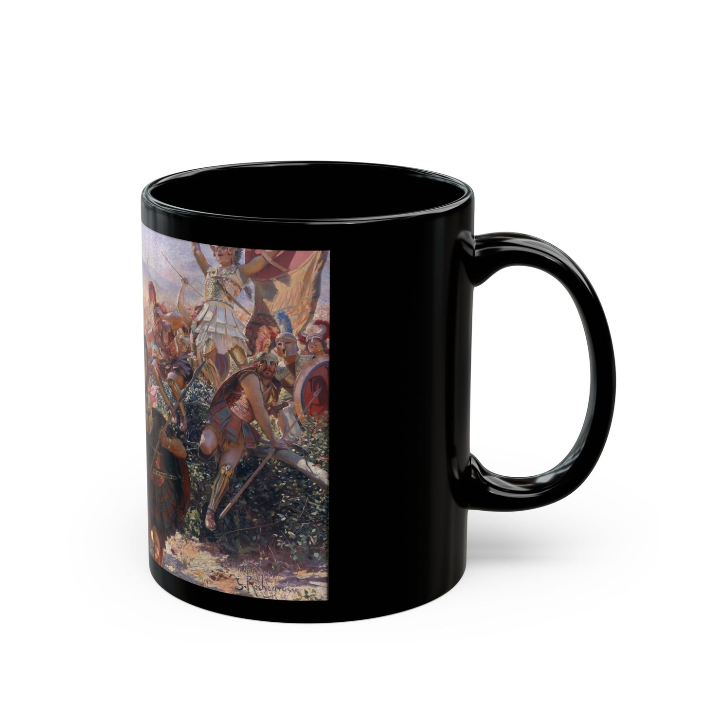 Georges Antoine Rochegrosse (1859-1938) Ancient Warriors - Black Coffee Mug-Go Mug Yourself